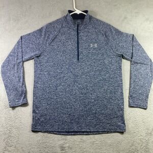 Under Armour Shirt Adult Medium Blue Pullover 1/4 Zip Mock Neck Long Sleeve